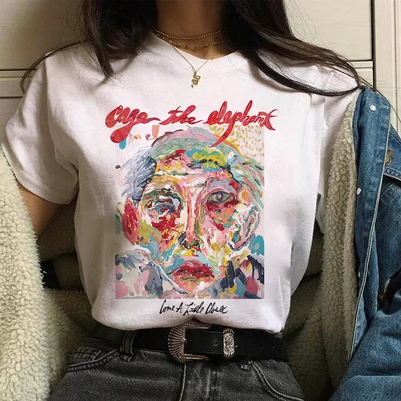 

Cage The Elephant t shirt women Streetwear Tee Harajuku Oversized Tees Graphic Print Casual T-Shirt Female aesthetic clothes