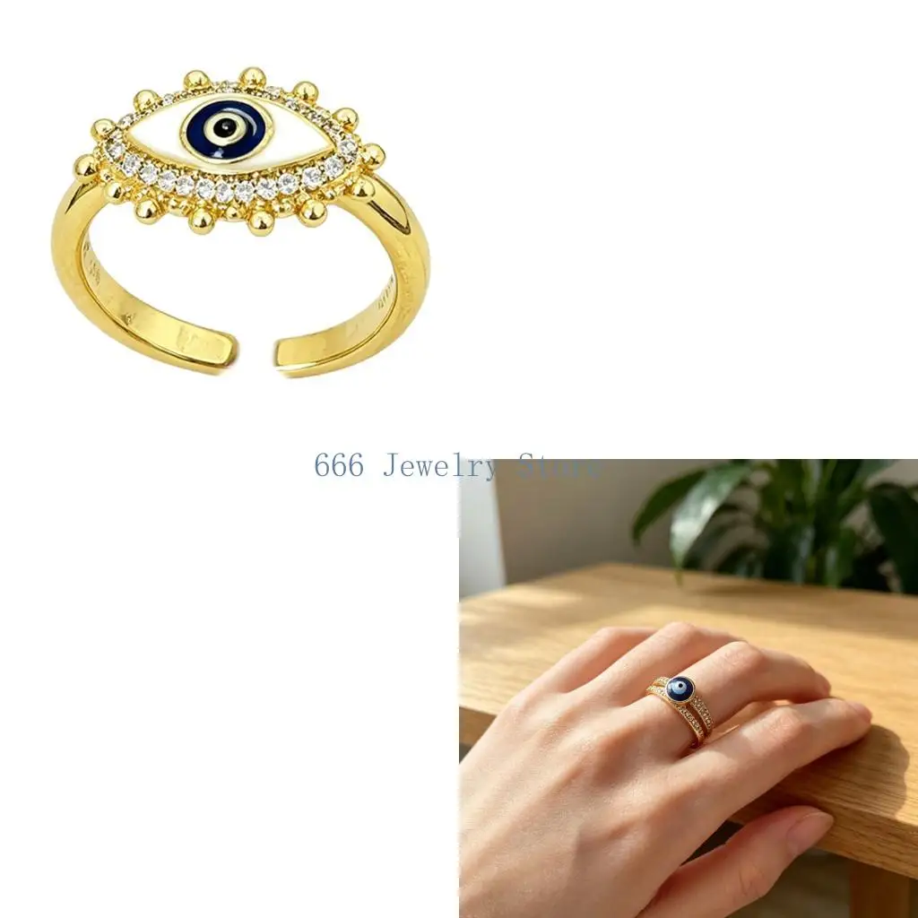 F2TD Geometric Wedding Rings Dating Rings Elegant Demons Eye Finger Jewelry Alloy Texture Suitable for Everyday Use and Gift
