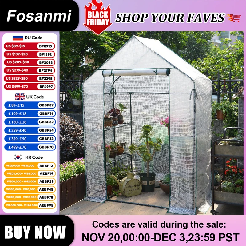 

Mini Greenhouses PE Garden Walk In Greenhouse Cover Plants Grow House Cover For Flowers Roll-up 143x73x195cm Cover Only