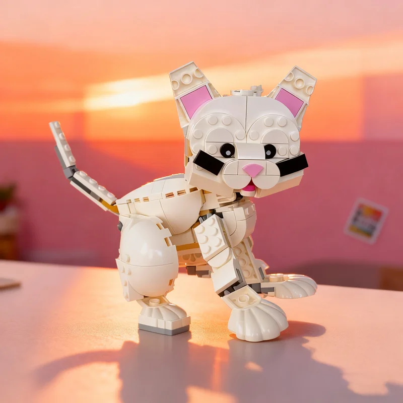 

201pcs MOC Cute Kitten Creator 3 1ed Model Building blocks Christmas gift Construction Assemble DIY toy creative idea Education