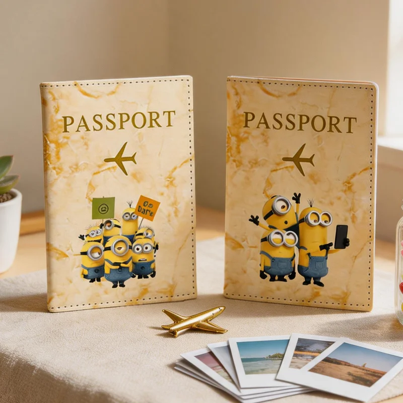 Minionses Passport Covers Ultra-thin Document Holder Cartoon Anime Printed Travel Waterproof Light Passport ID Card Covers Gift
