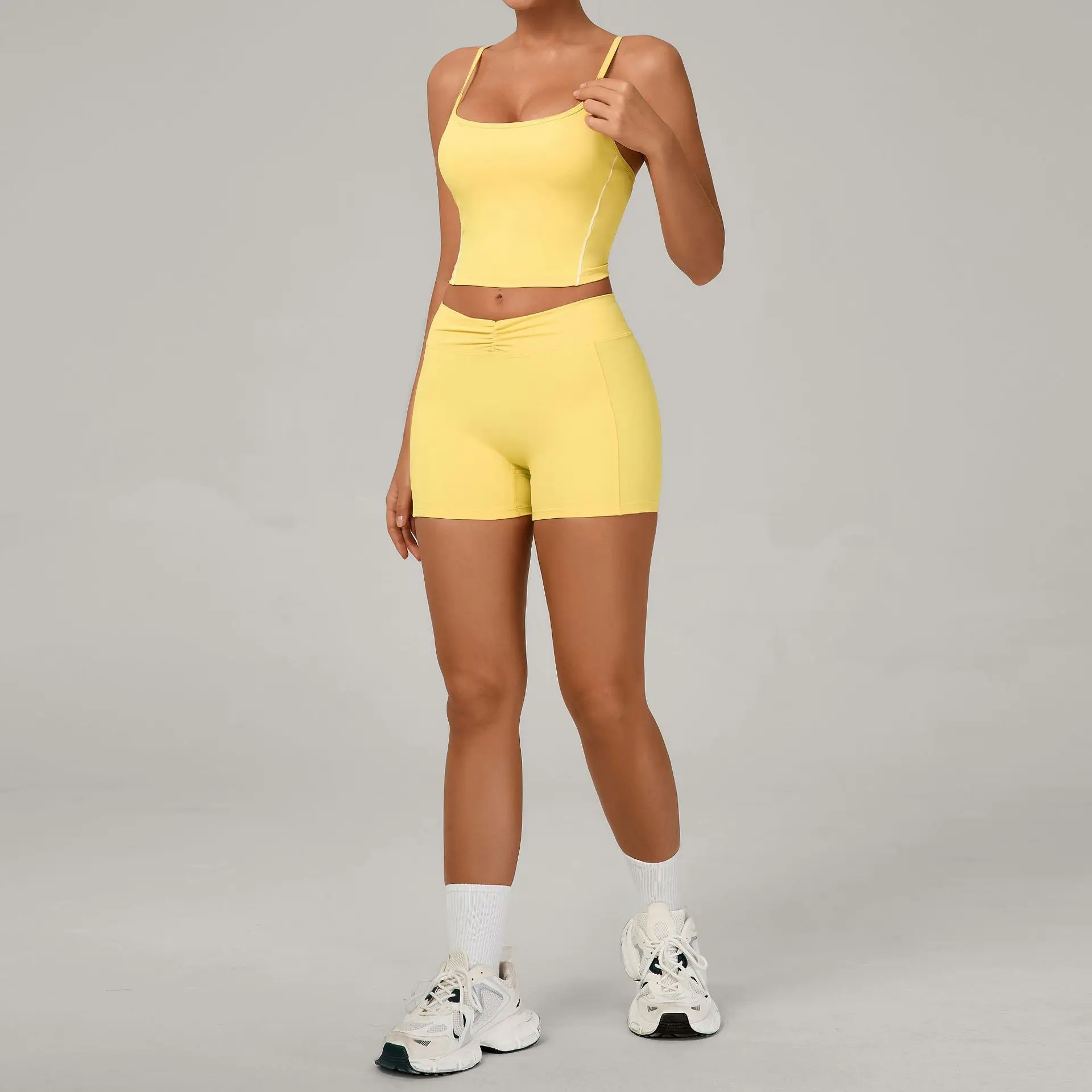 

2 Pieces Sport Set Women Tracksuit Sports Bra Shorts Yoga Set Comfort Elastic Sportsuit Workout Outfit Fitness Gym Clothes