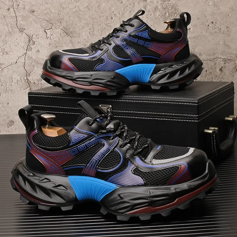 

Summer men's breathable mesh design dad shoes, trendy men's shoes, thick-soled height-increasing sports casual shoes b25
