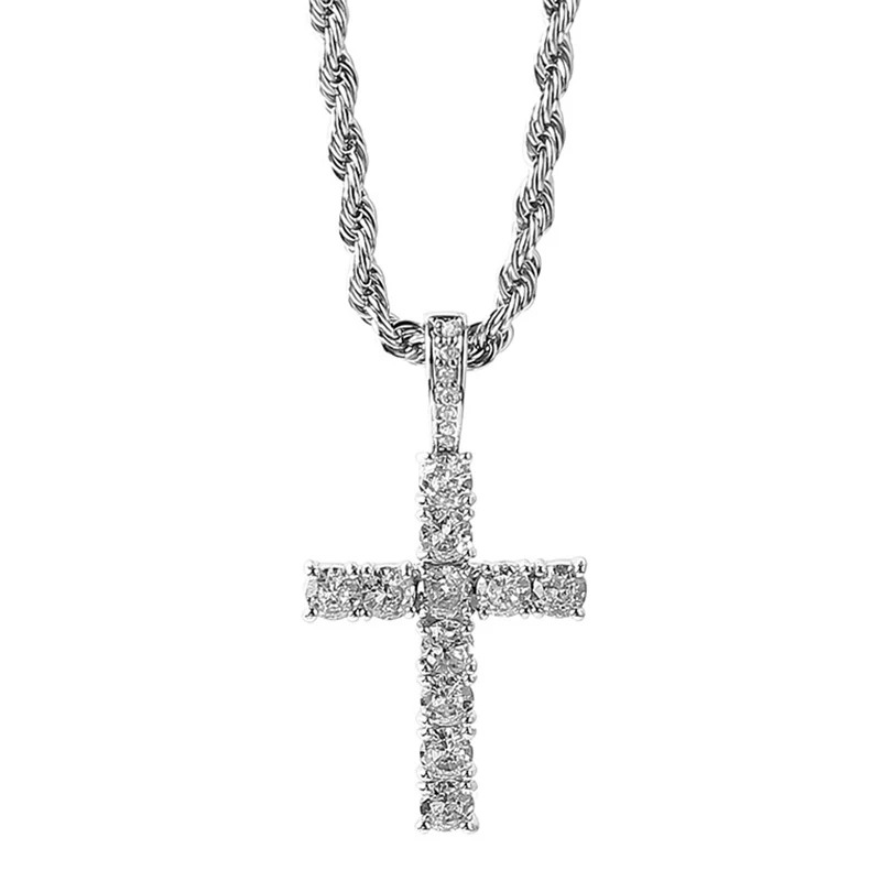 Foxanry Sparkling Zircon Necklace For Women Couple Punk Hip Hop Personality Cross Geometric Pendant Party Jewelry Gift Wholesale