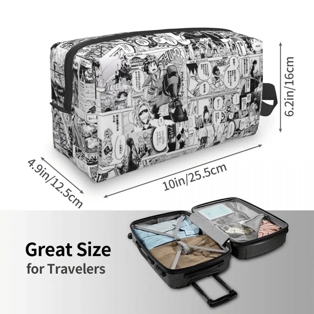 حقيبة مكياج ماي هيرو أكاديميا مانغا كولاج، منظم مستحضرات التجميل، مجموعة أدوات التخزين، حقيبة مستحضرات التجميل للنساء، مقلمة تجميل