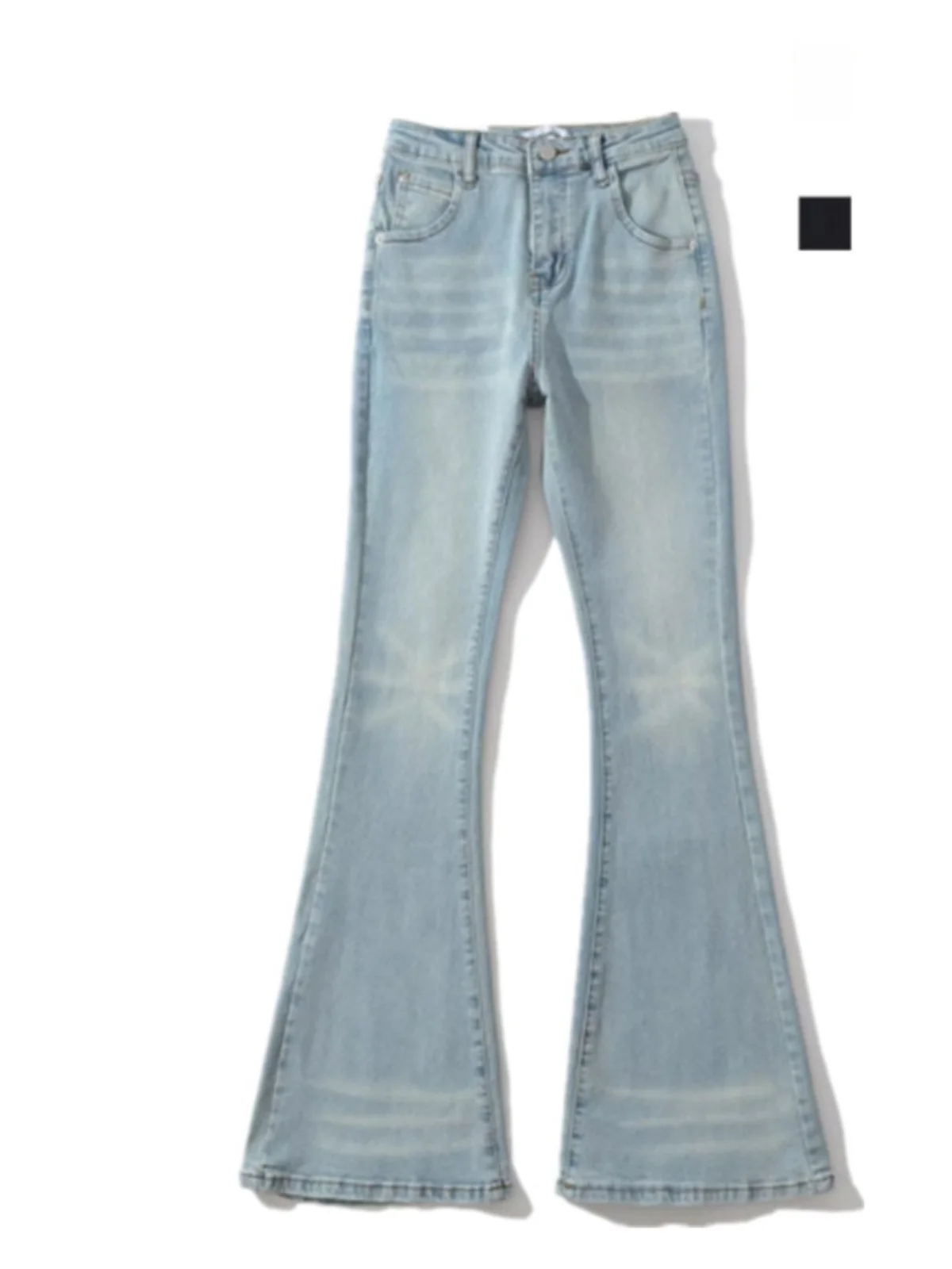 กางเกงยีนส์ทรงกระดิ่งเอวสูงแบบวินเทจ ช่วยกระชับสัดส่วน ยกกระชับสะโพก ให้เอวเล็กลง ขาเรียวยาว ดูผอมเพรียว