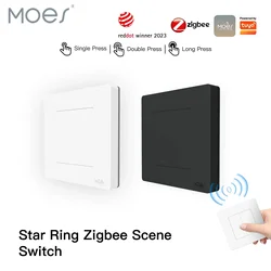 MOES New Star Ring Tuya Smart ZigBee3.0 Scene Switch Smart Life/MOES APP Remote Control Work with Alexa Google