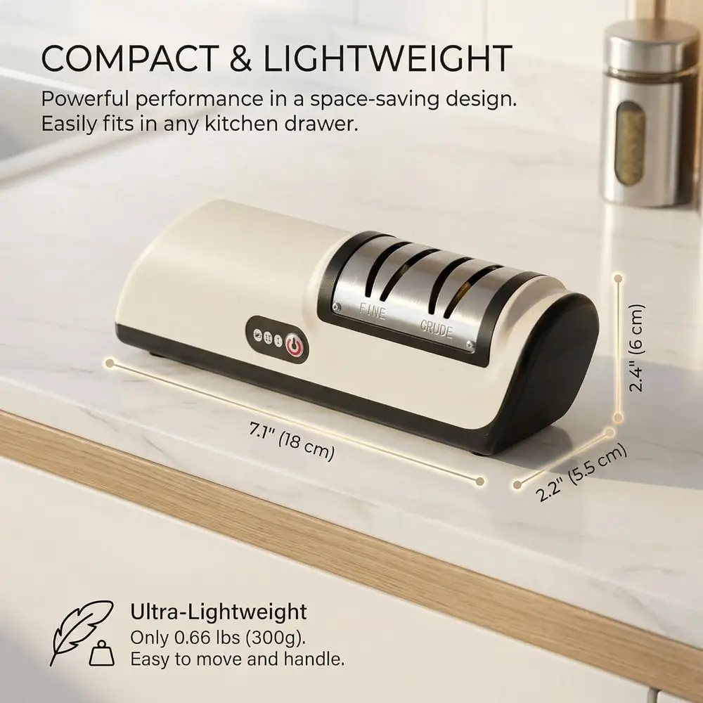 Kitchen Knife Energizer, Cordless Electric 2-Stage Precision System (Fine & Ultra-Fine), USB Rechargeable Tool-Grade Design for