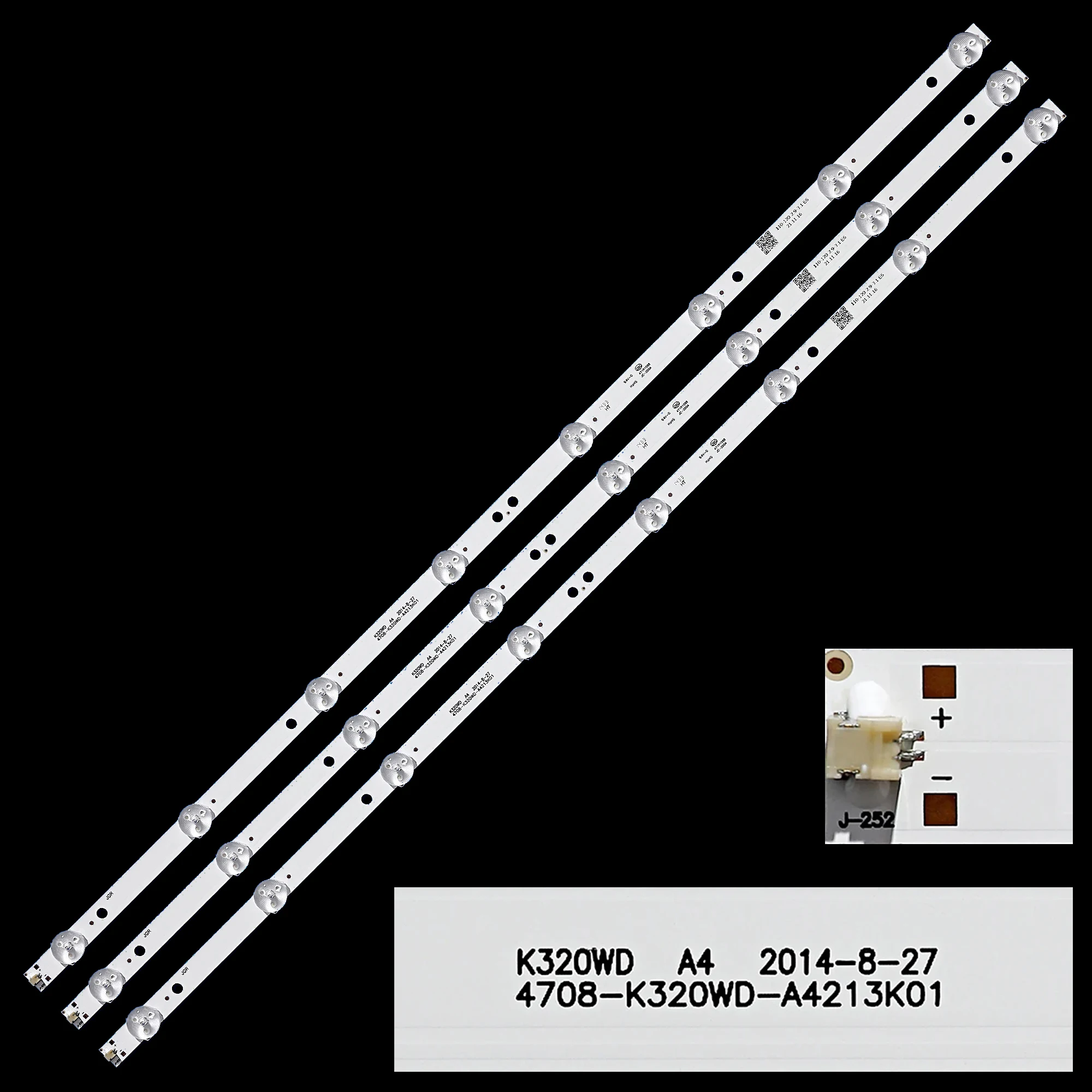 1 kit-3 stuks LED-achtergrondverlichtingstrips 4708-K320WD-A4213K01 K320WD A4 AOC LE32M3570 LE32W234D Daewoo L32R630VKE L32S635VKE L32S639VKE