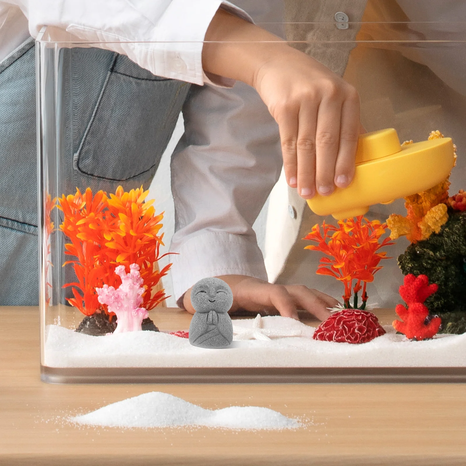 1 قطعة تمثال بوذا الصغير 2 بوصة النمط الياباني الراتنج جيزو ل زن حديقة خزان الأسماك الديكور تمثال بوذي صغير مكتب المنزل #5