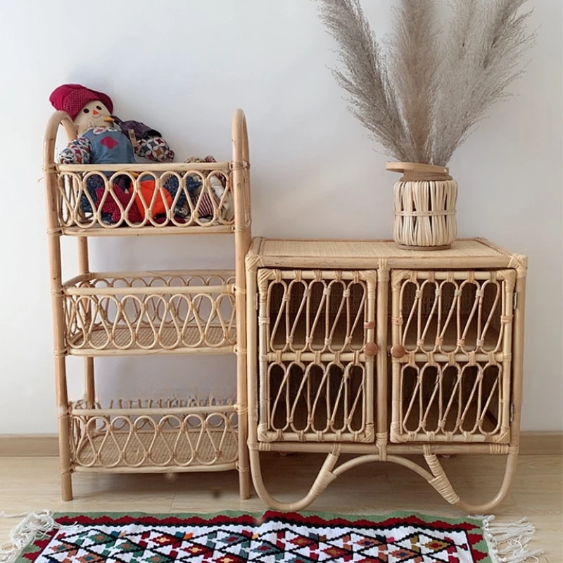 Vine storage rack Instagram style homestay sofa next to bedroom, bedside, floor to floor corner storage bookshelf rack