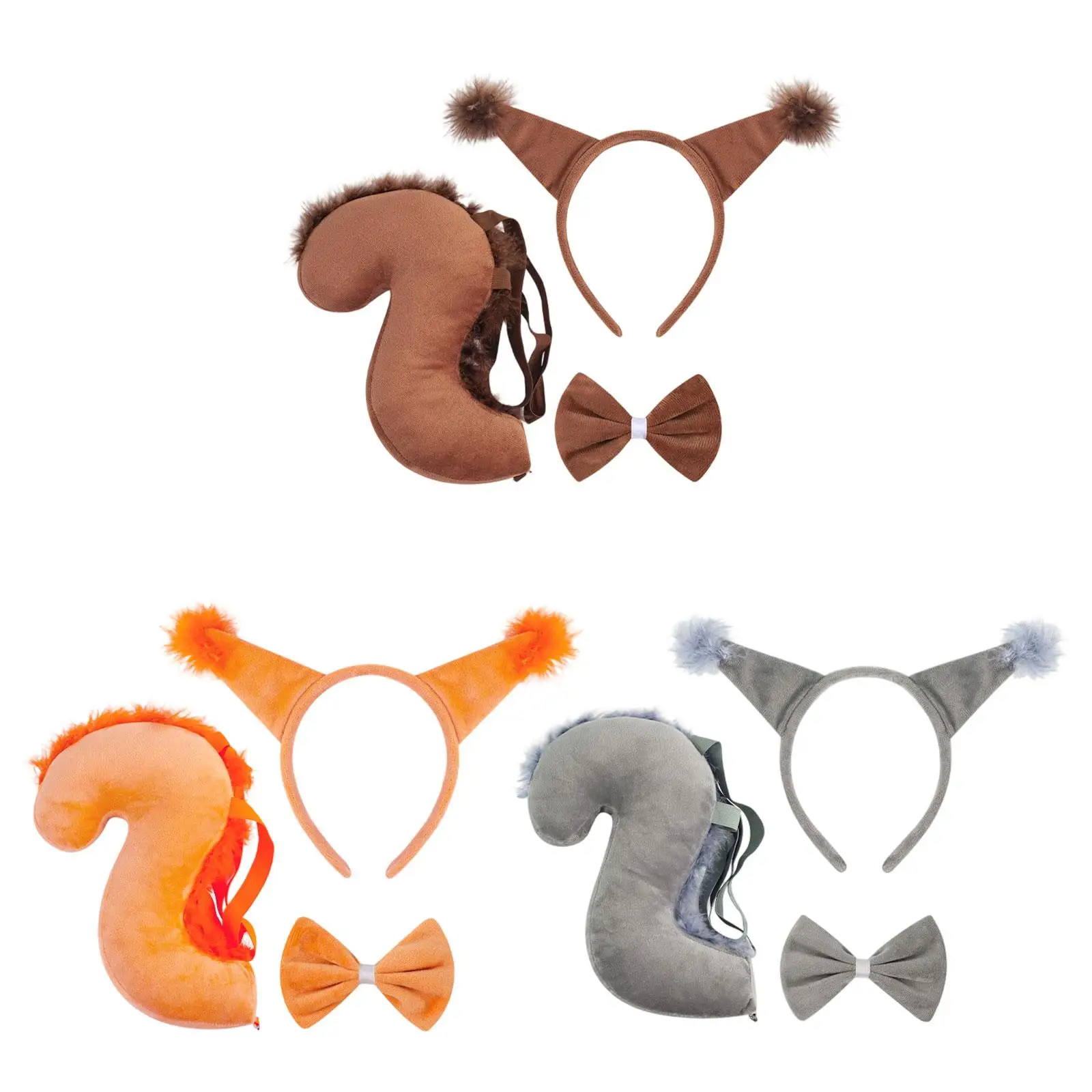 

Комплект костюма с хвостом животного, обруч для волос с беличьими ушками для праздника, карнавала