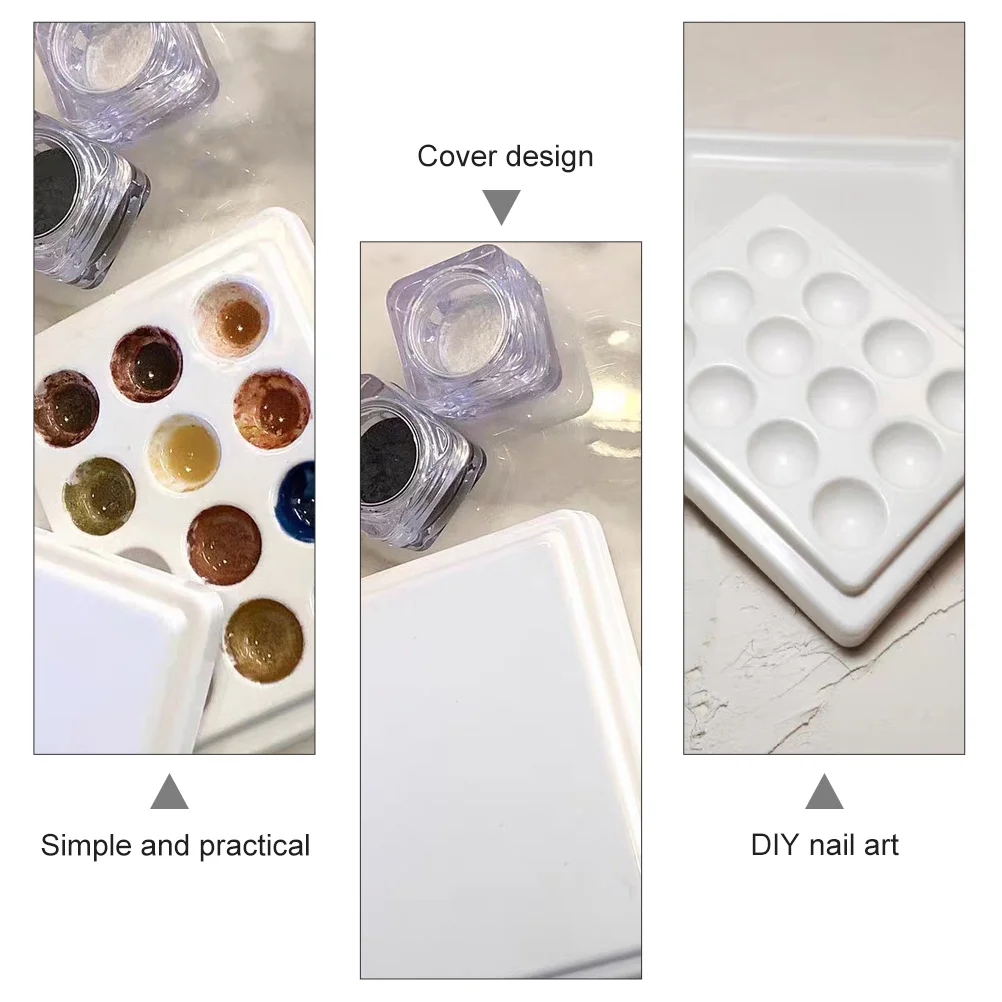 

1 шт. пластина для смешивания цветов для дизайна ногтей, 12-сетка, керамическая пылезащитная маникюрная палитра, лоток для лака для ногтей, портативный для дизайна маникюра «сделай сам»