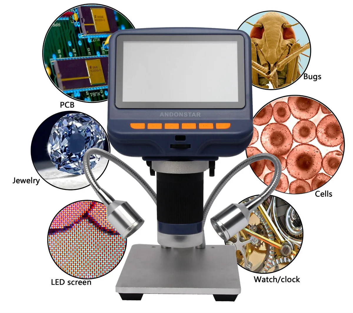 

4.3 Inch Monitor 2MP 1080P 220X Digital Microscope Take Photo and Video CMOS Borescope Handheld Endoscope Camera