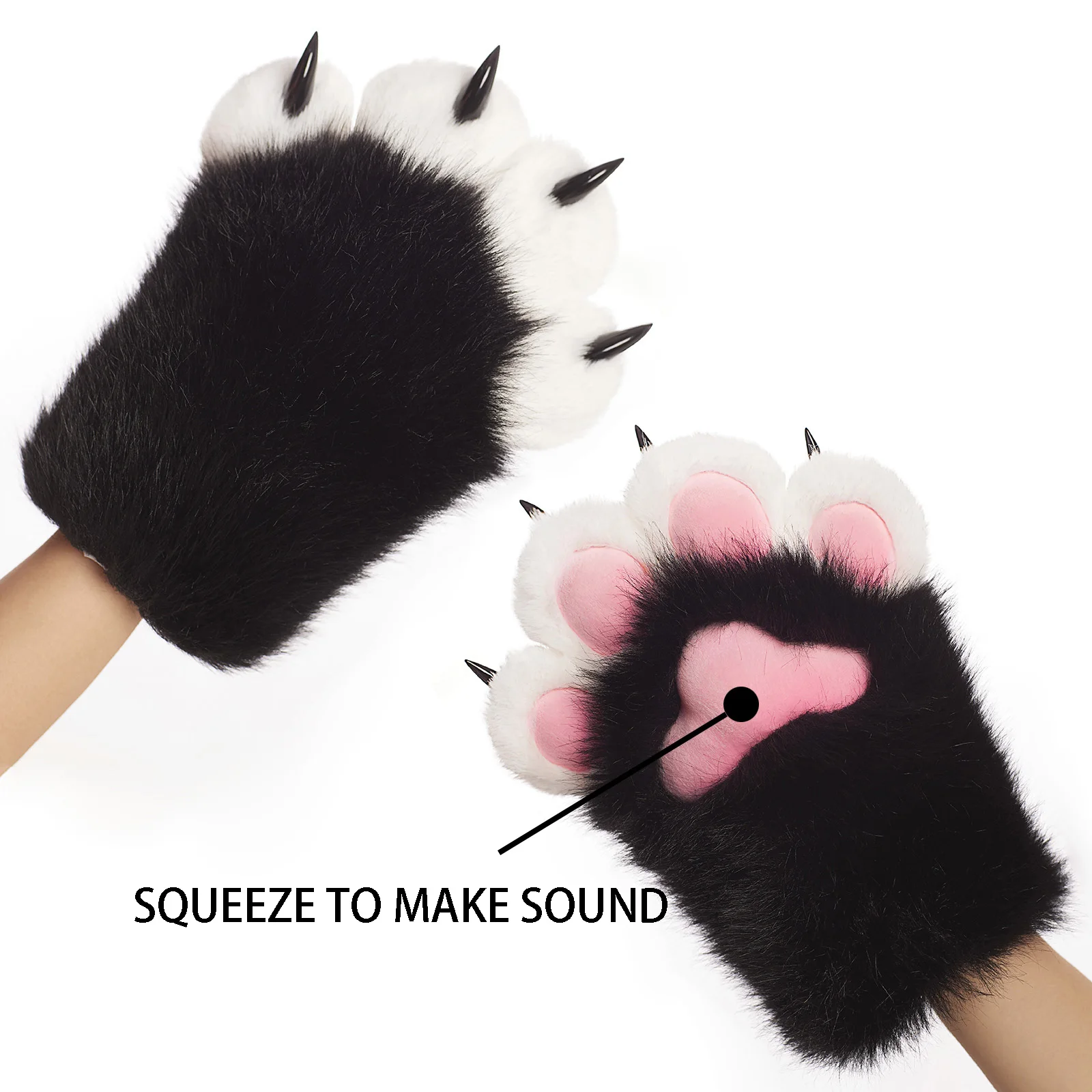 Furry Cat Gloves With Claws Cosplay Therian Fursuit Paws Costume Accessories image 2