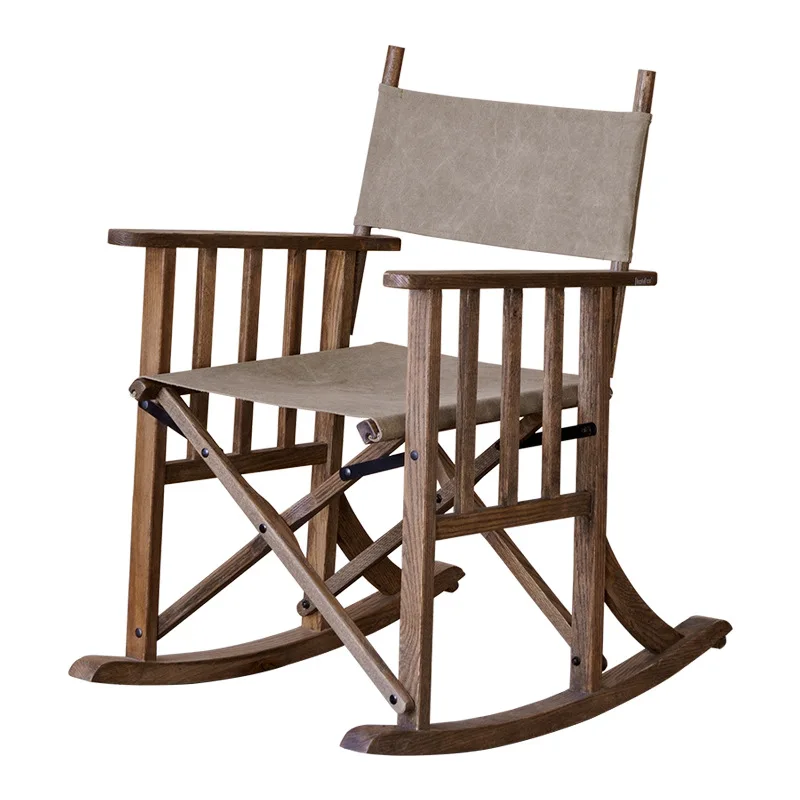 

White folding director chair, old rocking chair, homestay retro yang leisure folding chair
