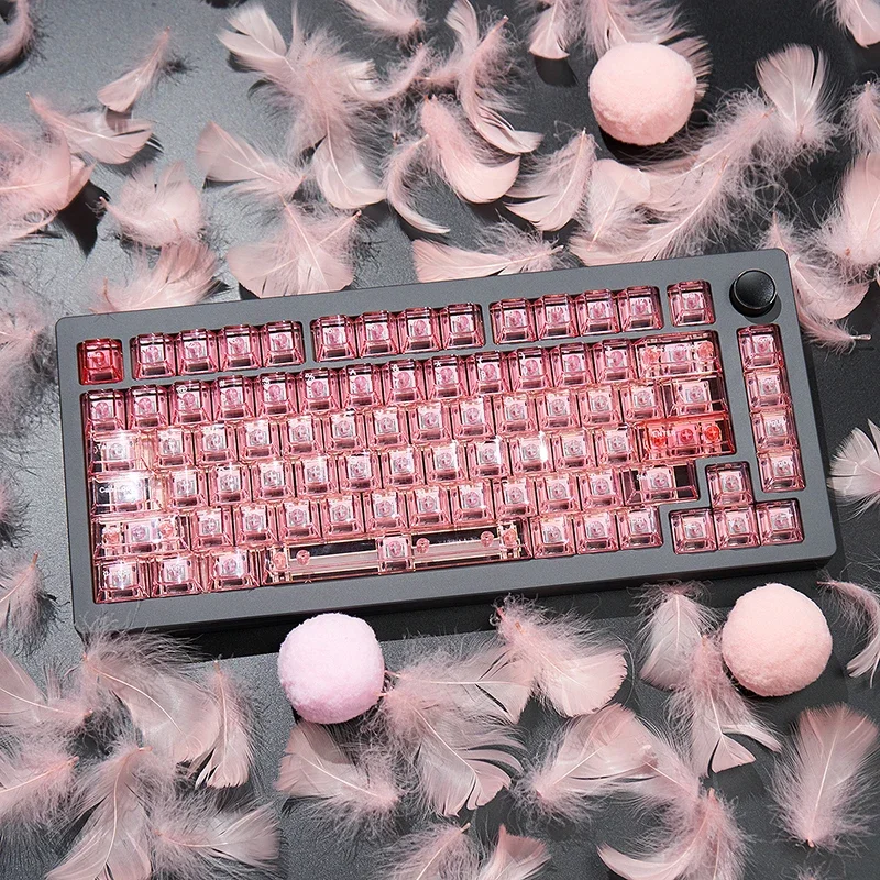 Imagem -03 - Abs uv Transferência Custom Keyboard Cap Cherry Profile Key Cap Ágata Rosa Transparente Keycap Acessórios de Teclado Mecânico