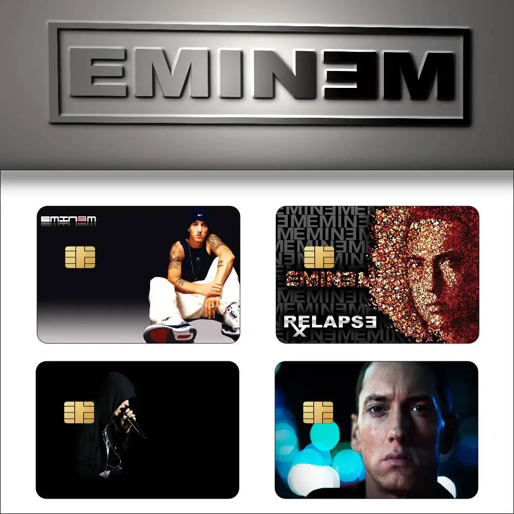 Singer Eminem Anime 4pcs 1Set Funny Shell On Off Ultra Thin No Fade Sticker Skin Cover Film For Debit Credit Card