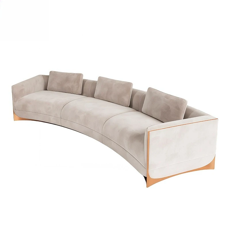 HIGHS high-end creative fabric sofa, villa large flat living room minimalist metal multi-person sofa