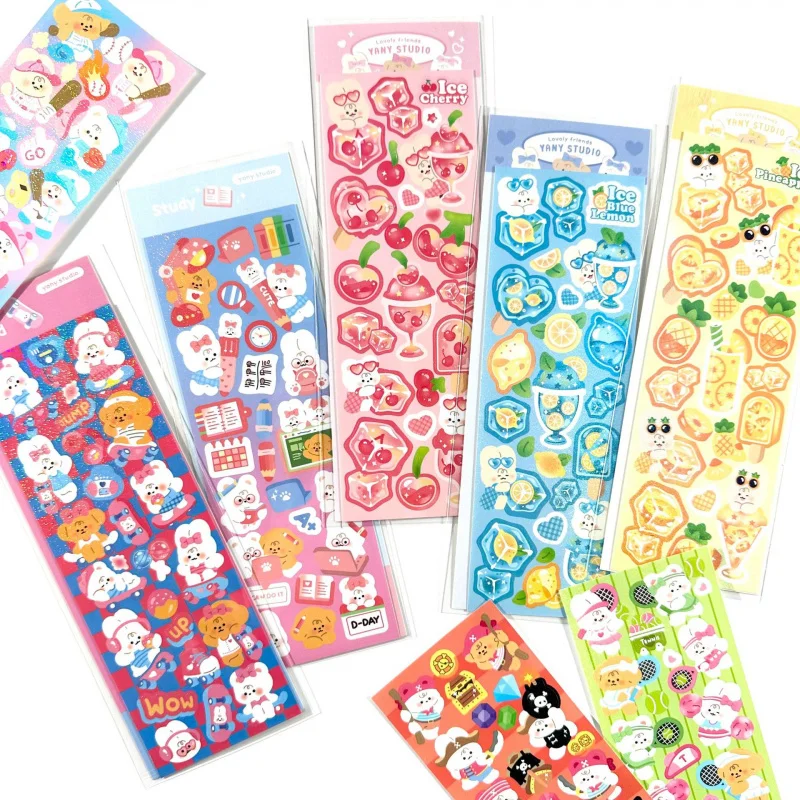Korean Yany Laser Cute Cartoon Animal Stickers DIY Card Photo Hand Account Diary Notebook Decorative Stickers