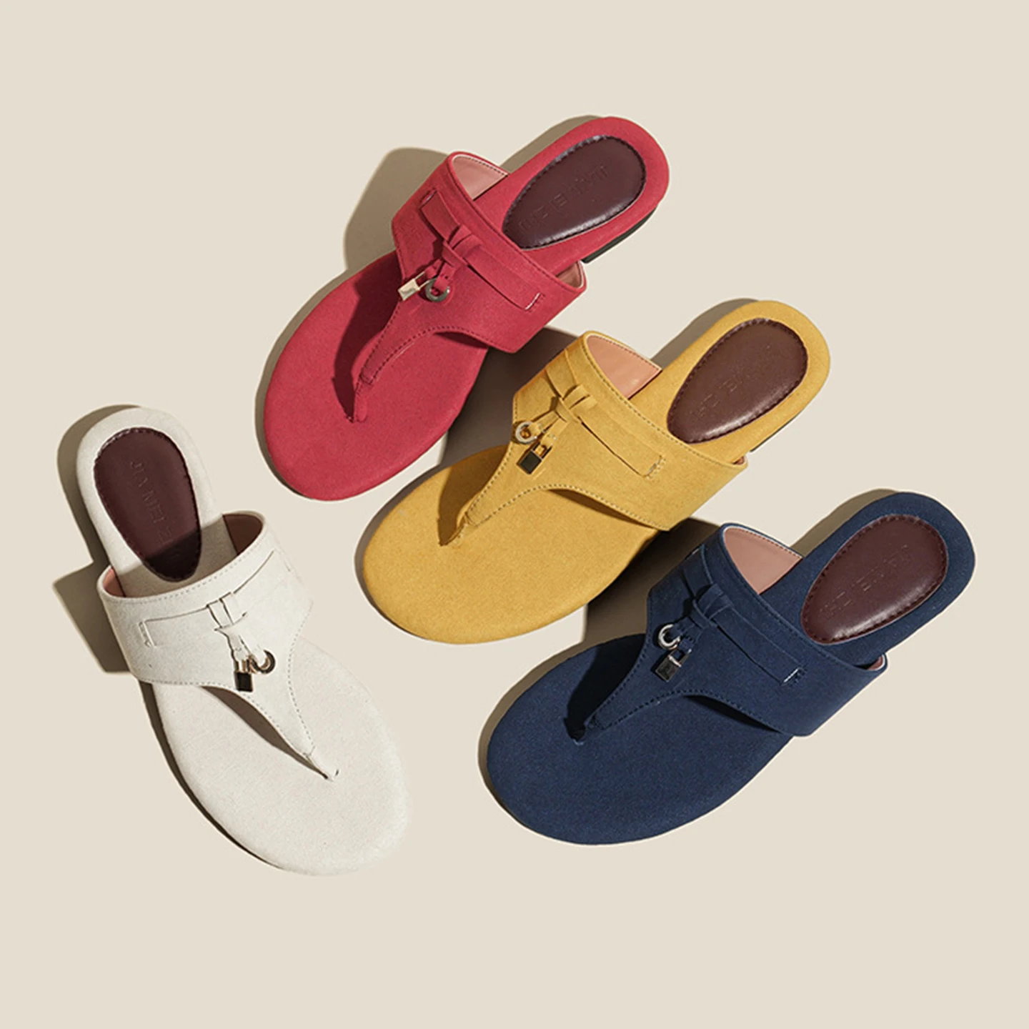 

Womens slippers French style soft sole anti-slip comfortable breathable casual vacation travel flip-flops sandals