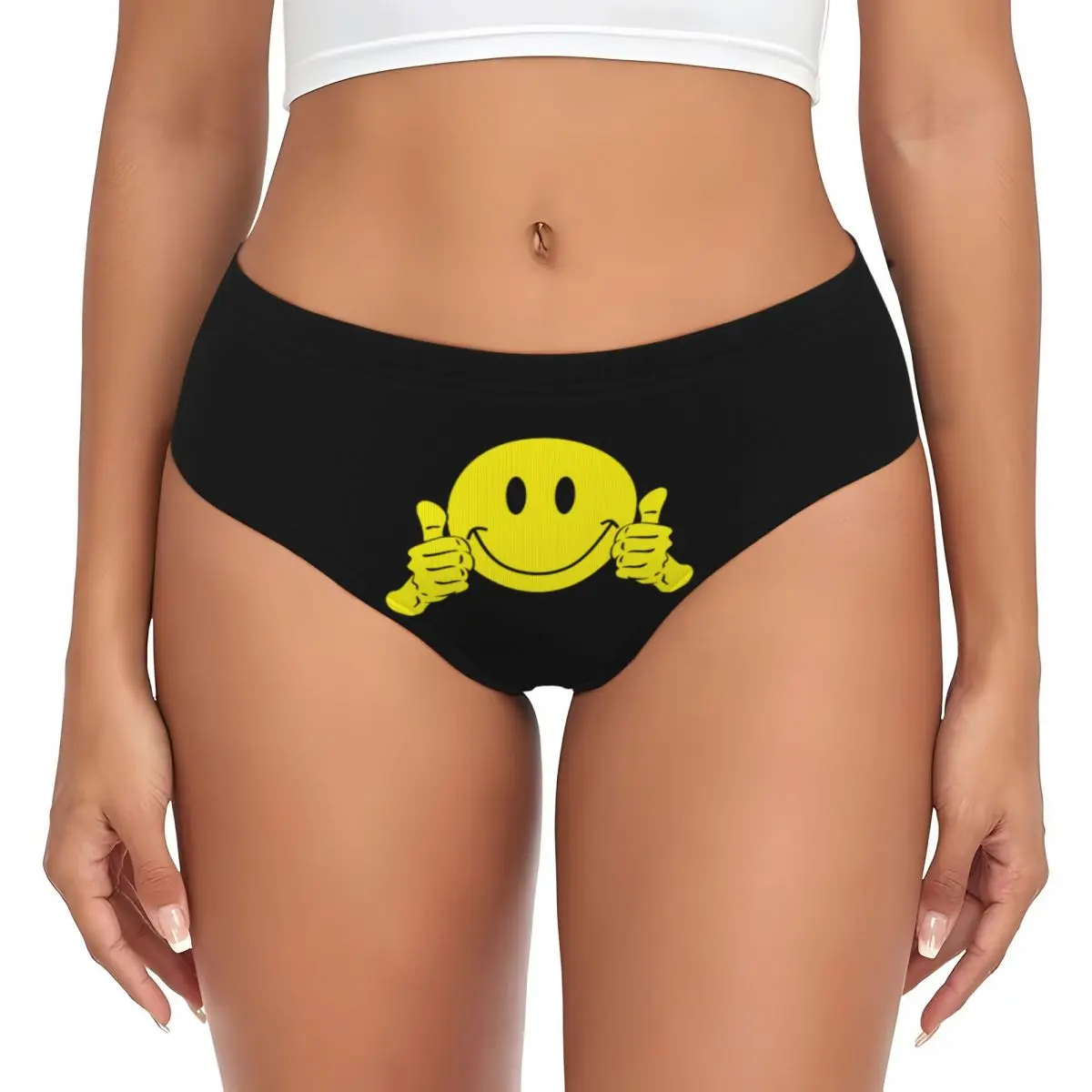 Custom Thumbs Up Emotion Smile Face Briefs Underwear Womens Breathable Stretch Panties