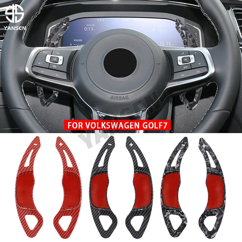 Black Carbon Fiber Steering Wheel Shift Paddle Extension Shifters For VW Golf 7 Mk7 R-Line GTI 2013-2018 Accessories