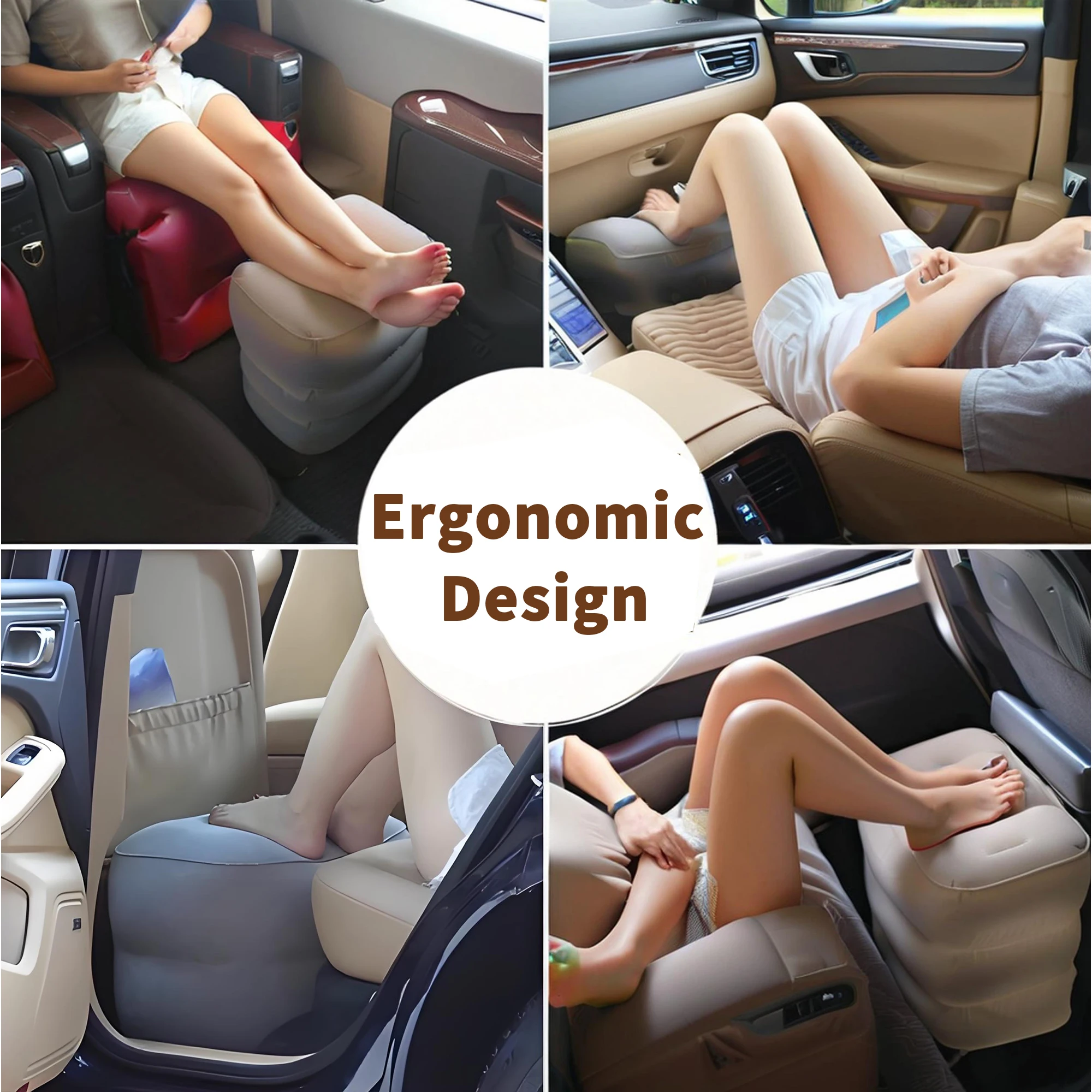 Inflatable Foot Rest for Airplane Travel Camping, Adjustable & Lightweight Flight Sleeping Foot Rest Pillow for Car Office