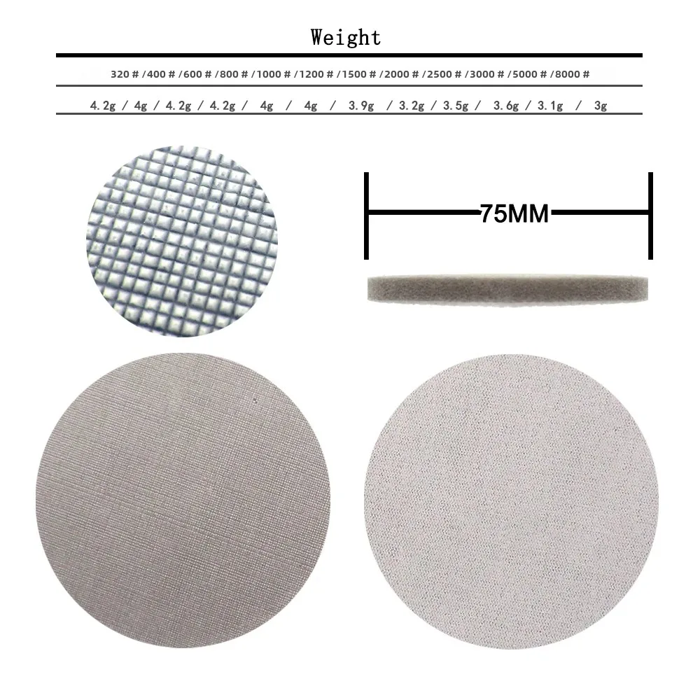 Disco in schiuma Trizact Hookit da 3 "75mm Disco per carta vetrata in spugna bagnata e asciutta Disco per lucidatura a grana 320-8000 Carta abrasiva Utensili abrasivi
