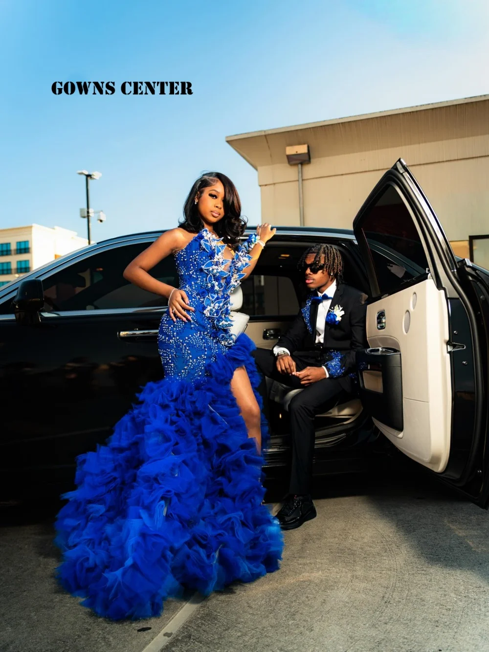 

Luxury Royal Blue Prom Dresses For Black Girl 2k26 Puff Slit Train Sparkly Graduation Party Gown Cocktail Robe Customized