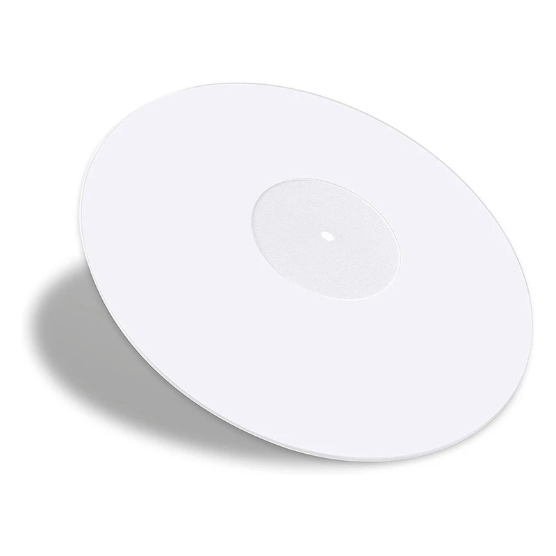 Turntable Acrylic Slipmat for Vinyl LP Record Players - 2.5mm Thick Provides Tighter Bass - 12Inch Platter Mat (White)-FABY