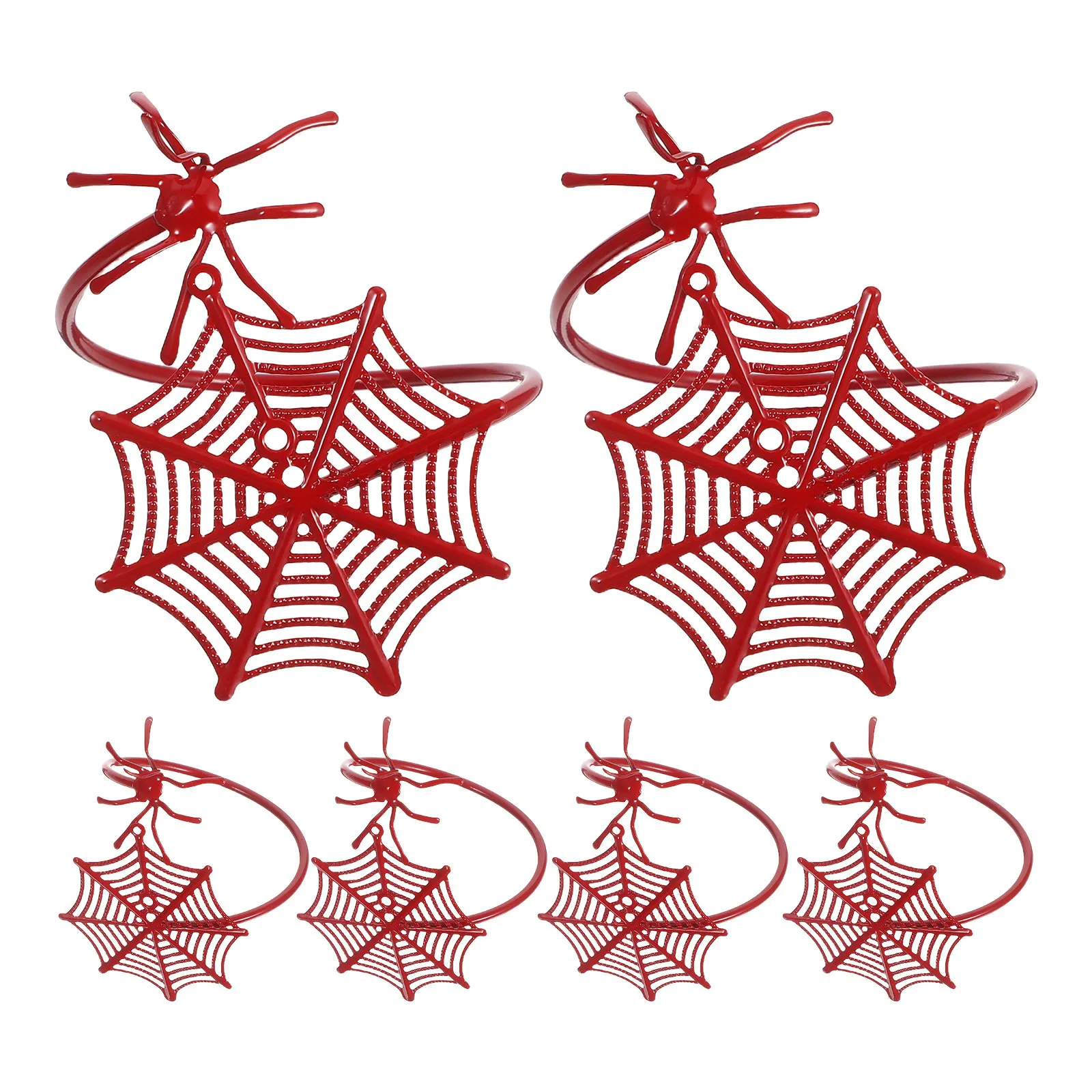 6Pcs Spider Napkin Rings Metal Halloween Table Decor Dinner Party Supplies Spooky Serviette Buckle Rings Holiday Table Settings