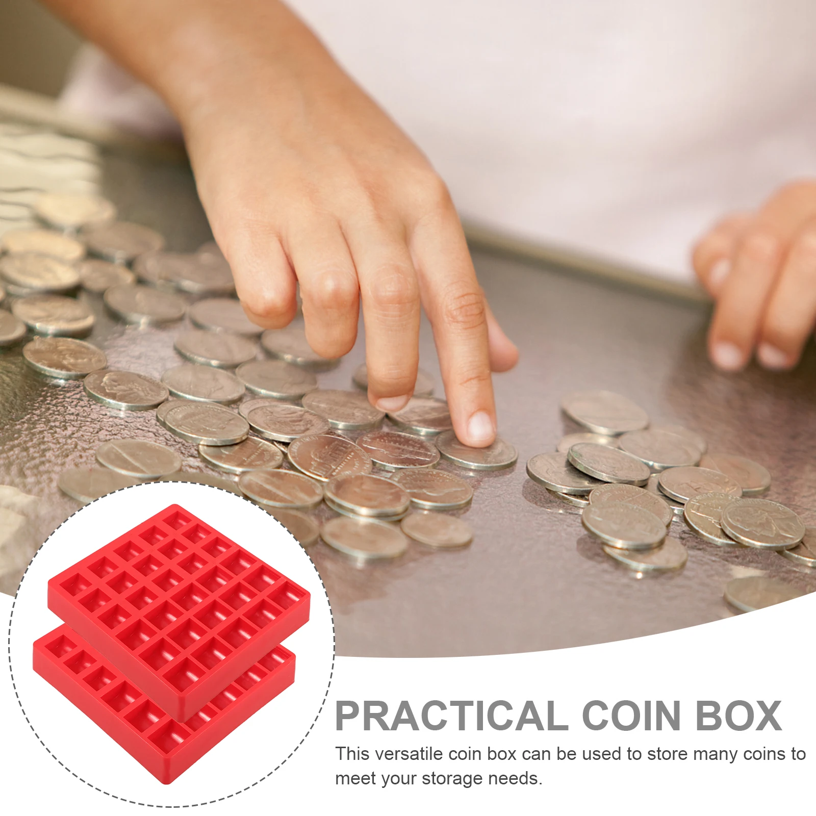 2pcs Coin Classification Box Plastic Change Holder for Collecting Bills Multi-Grid Storage Supermarket Cashier