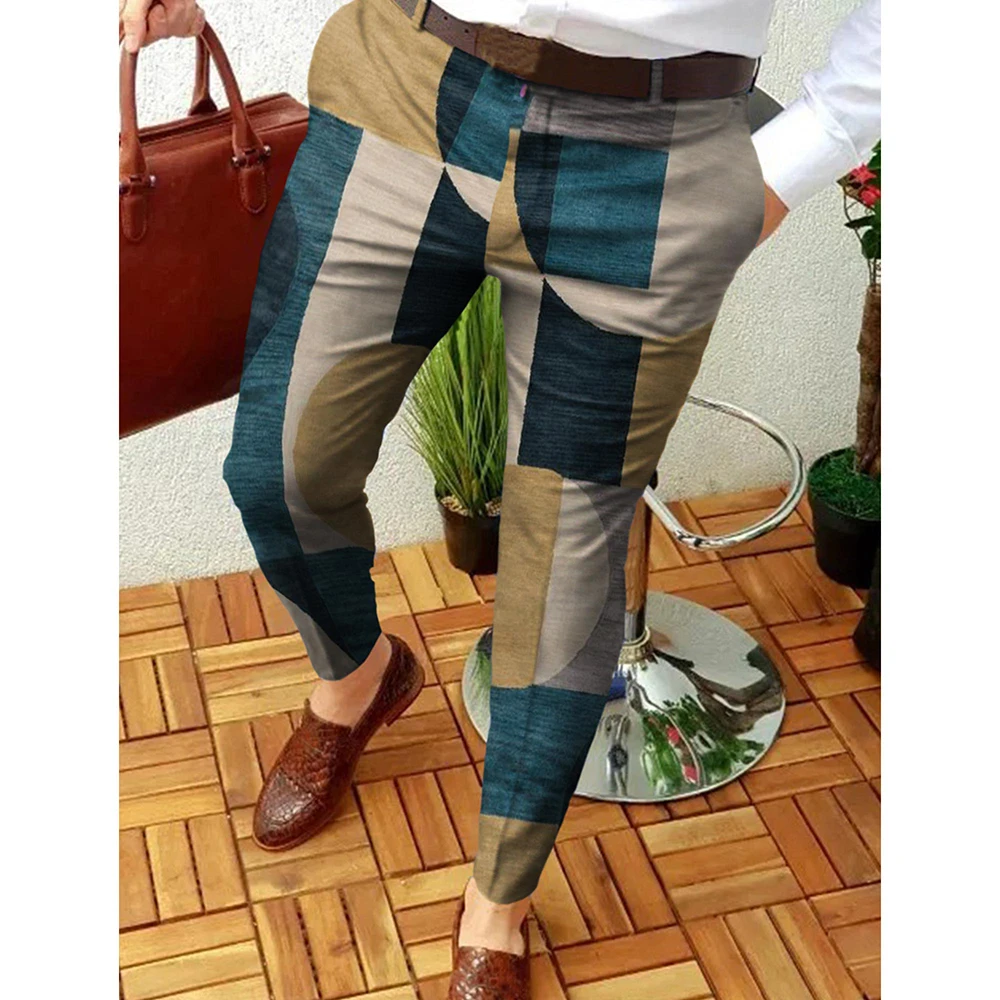 New Smart Casual Trousers Men\'s Elegant Fashion Printed Slim Dress Pants Men Commuter Comfortable Suit Pants