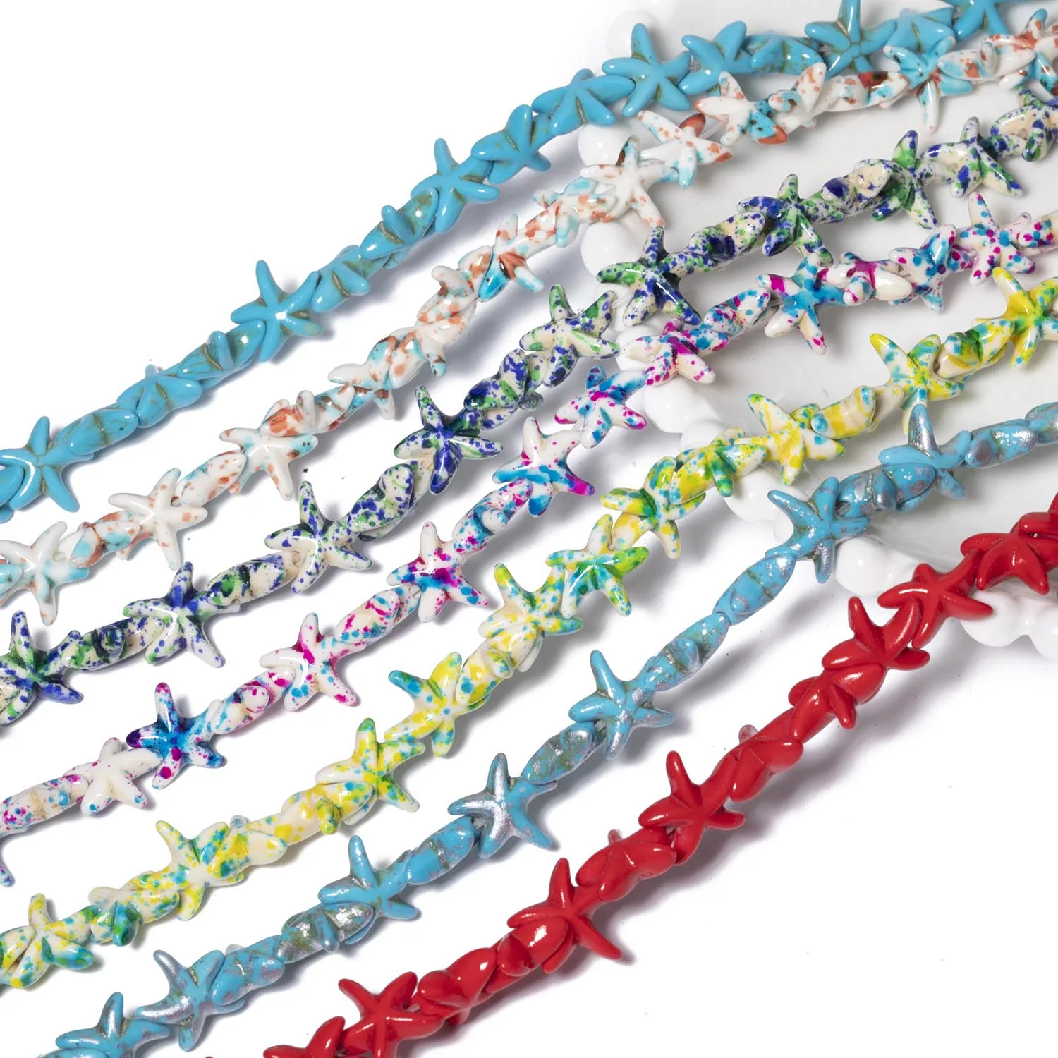 13x5mm Starfish Shape Mixed Multiple Color Turquoise Beads Sea Style Star Howlite Bead for Handmade DIY Jewelry Pendant Necklace