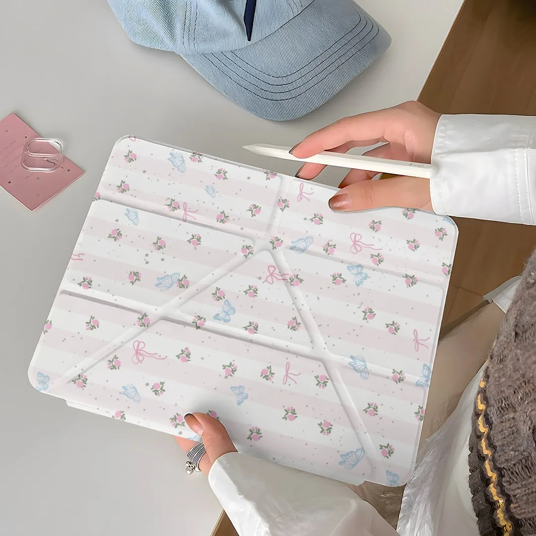 Floral Butterfly PenSlot Tablet Case For Mini7 6 iPad Pro2024 2022 2021 2020 2019 2018 17 11 10 9 8 7 6 5 Air7 6 5 4 3 2 1 Cover