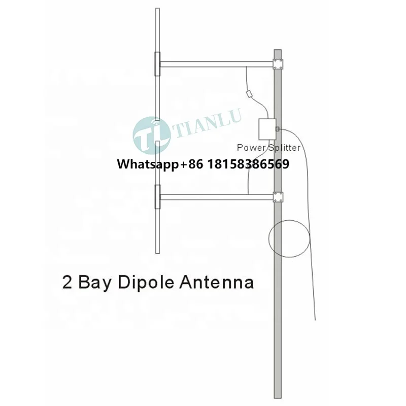 

88-108MHz Two Bay 1/2 Half Wave High gain FM Dipole Antenna for 5W -300W FM Transmitter ; High power broadband FM Dipole Antenna