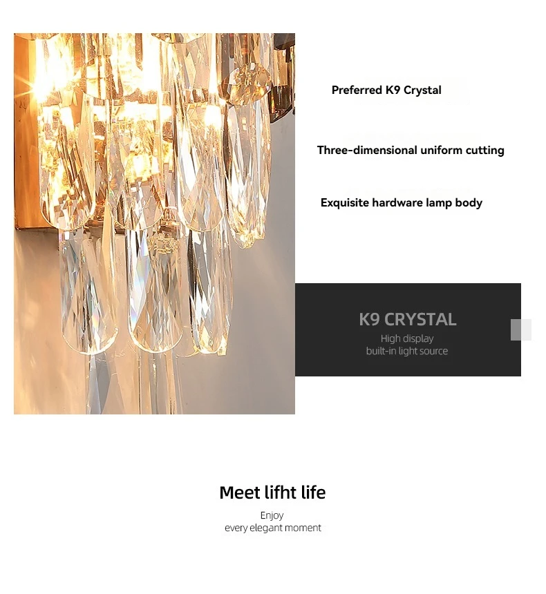 ضوء فاخر فندق اللوبي الممر الجدار مصباح غرفة نوم السرير الجدار ضوء غرفة المعيشة حائط الخلفية كريستال الممر مصباح