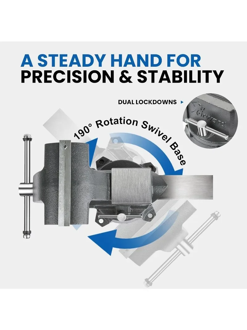 جودة عالية CR80A 8 بوصة منجلة شديدة التحمل مع سندان وقاعدة دوارة 190 درجة (8 بوصة) #5