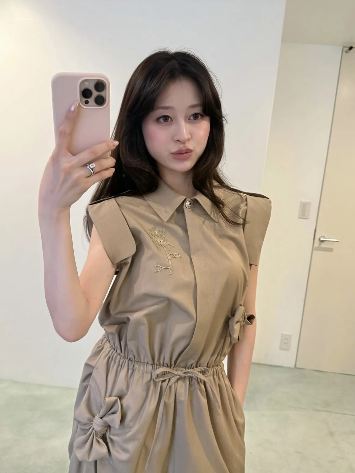 Japanese Style Sleeveless  Knot Jumpsuit Women's Collar Drawstring Waist Long Pants Design Sense Wide Leg Workwear