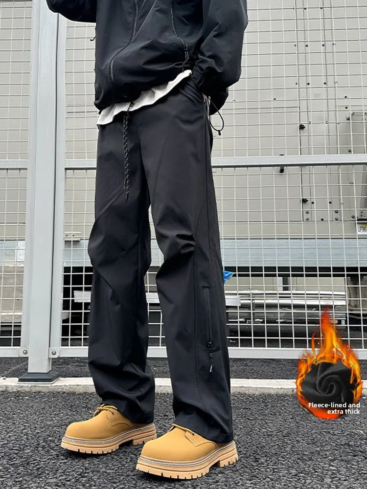 

Men's Winter Thiened Waterproof Ski Pants Casual Loose Fit ell Trousers High Street Trendy Brand Soft ell Tee-Proof