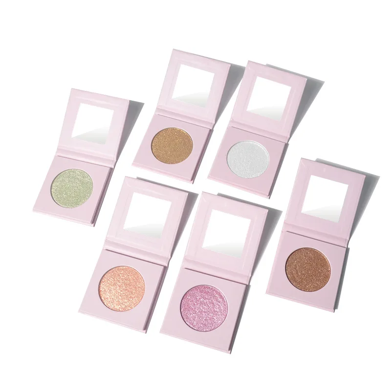 Gold Pressed Powder Highlighter Custom Logo Wholesale 6 Colors Pink White Marble Packaging Highlighter Single Palette