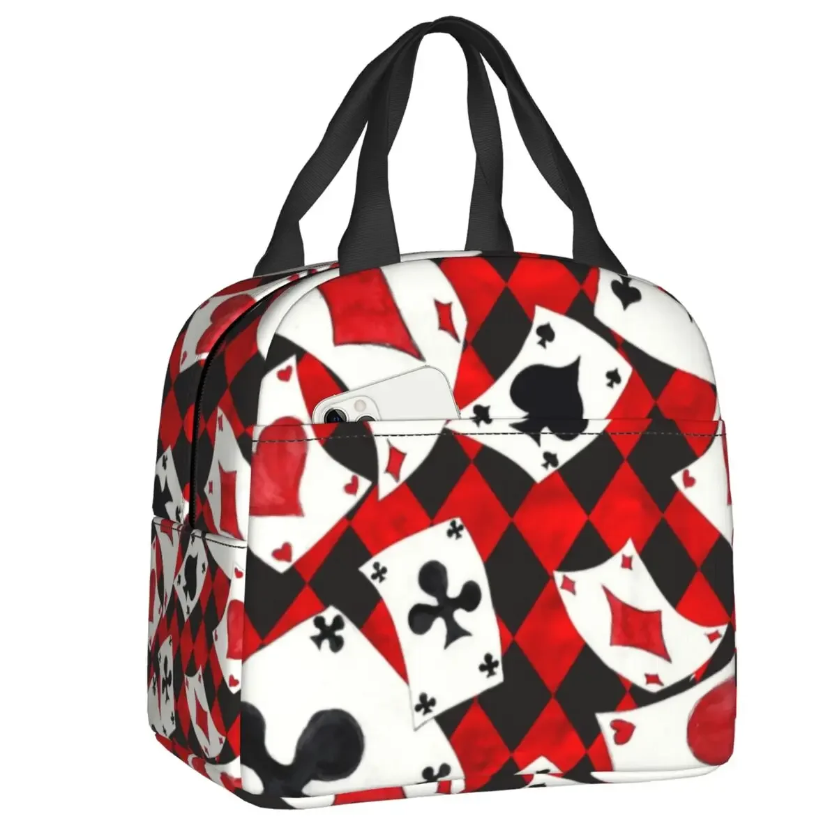 Cool Poker Speelkaarten Patroon Geïsoleerde Lunchtas Voor Vrouwen Draagbare Gokkaartspel Thermisch Koeler Lunchbox Lunchtas