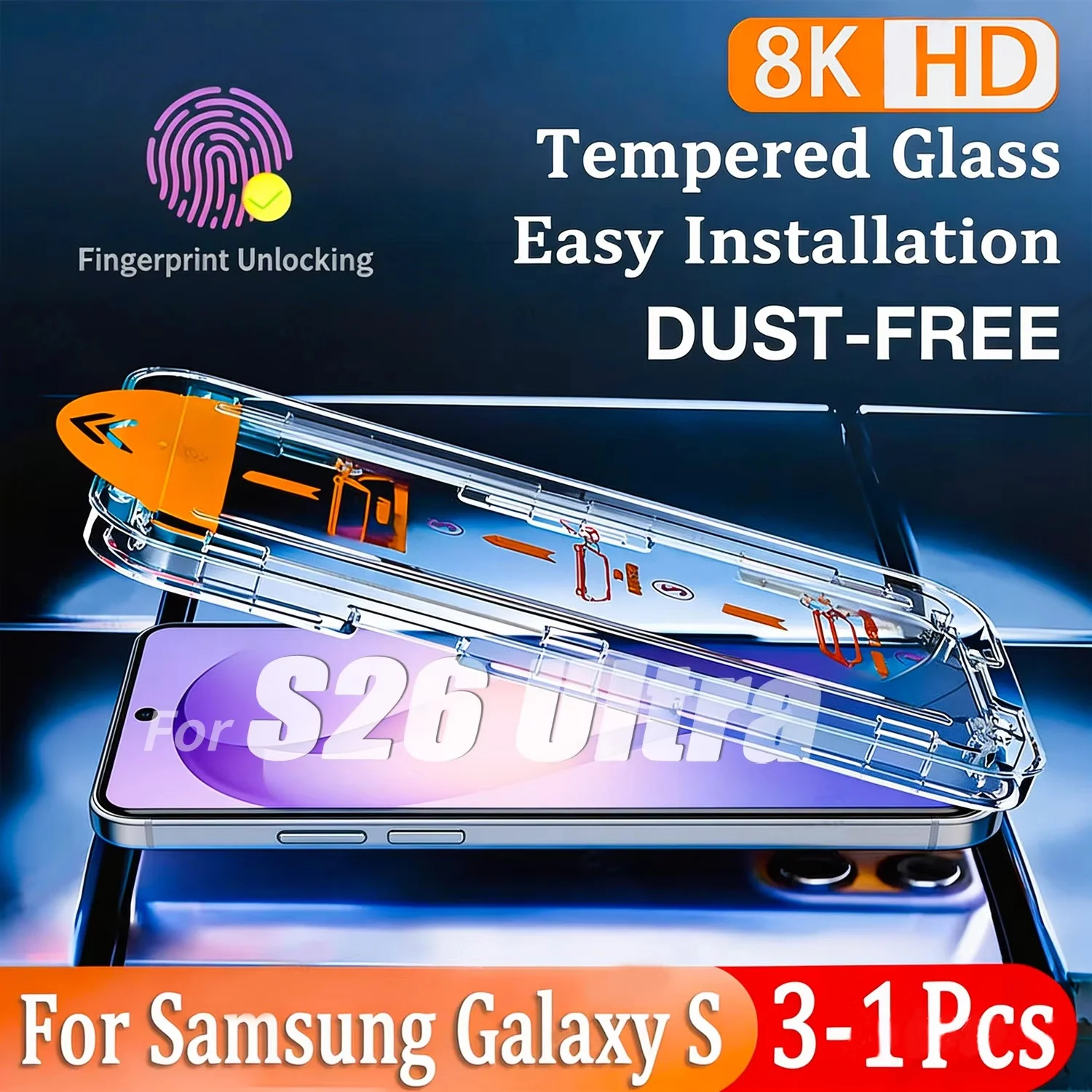 3-1 Stück für Samsung Galaxy S26 Ultra S25 Edge S24 FE Oleophobe Beschichtung HD Gehärtetes Glas Displayschutzfolie S24 Plus S23 S22