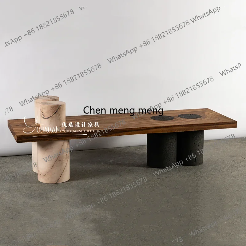 

Original designer solid wood marble art leisure bench foyer entrance shoe changing stool decorative stool