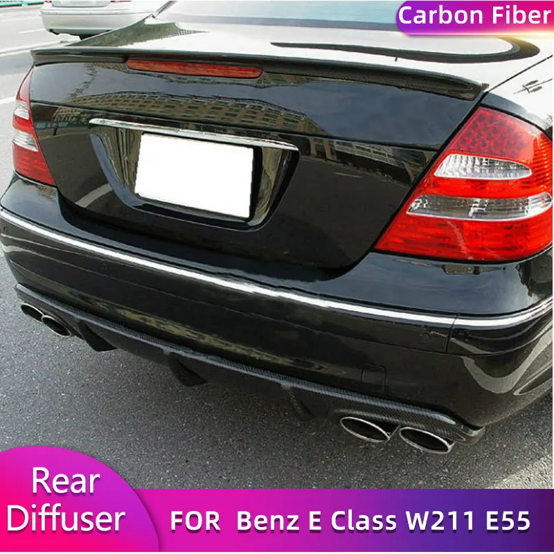 Auto Rear Bumper Diffuser for Mercedes Benz E Class W211 E55 AMG Sedan 4D 2002-2006 Rear Diffuser Lip Spoiler Carbon Fiber / FRP