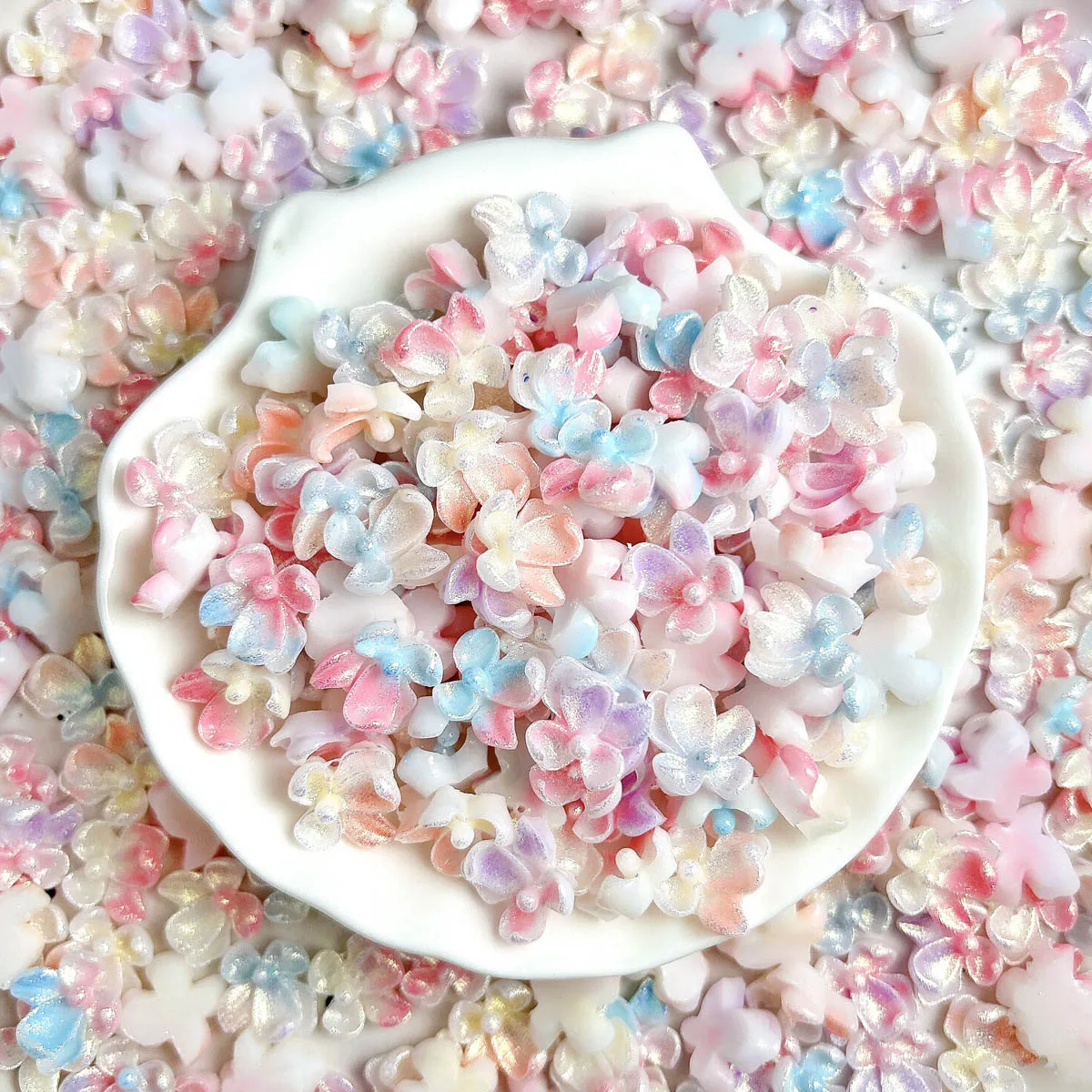 Misto casuale che si illumina al buio resina morbida fiore decorazioni per unghie artistiche gradiente colorato Phalaenopsis ciondoli per unghie parti artigianali fai da te