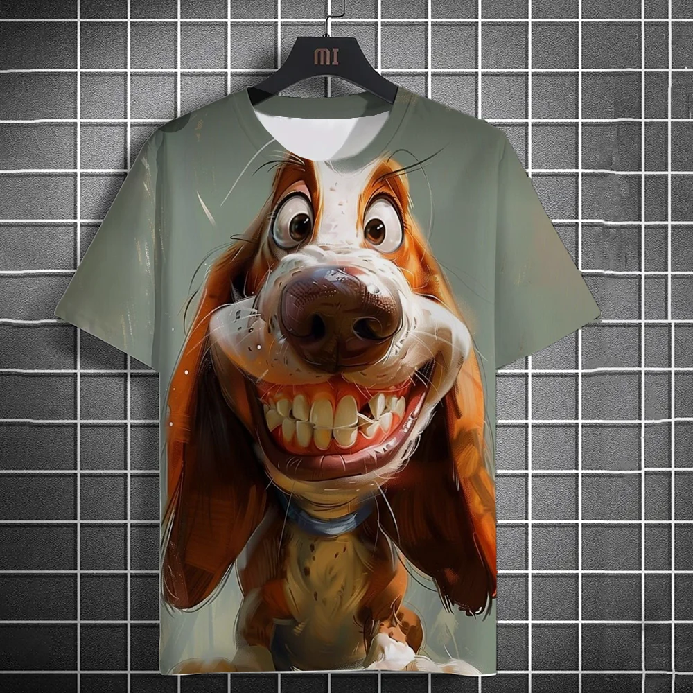 Summer Men's Fashion Animal Fun Mouse Pattern 3D Printed Loose Casual Short Sleeved T-shirt Top