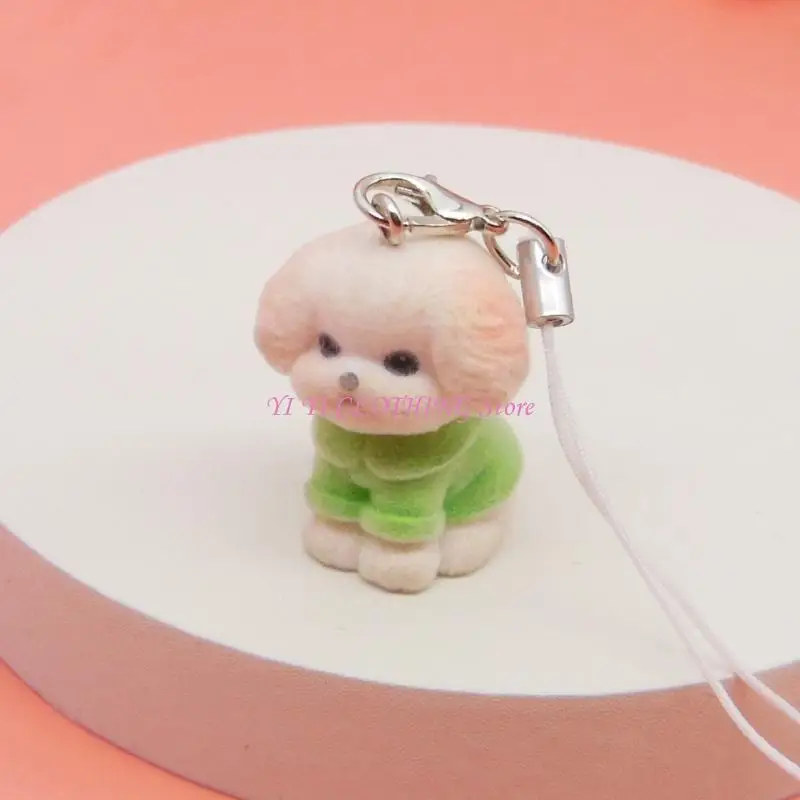 N5KF Delicate Resin Flocking Figurine Keychain Compact Design For Personal
