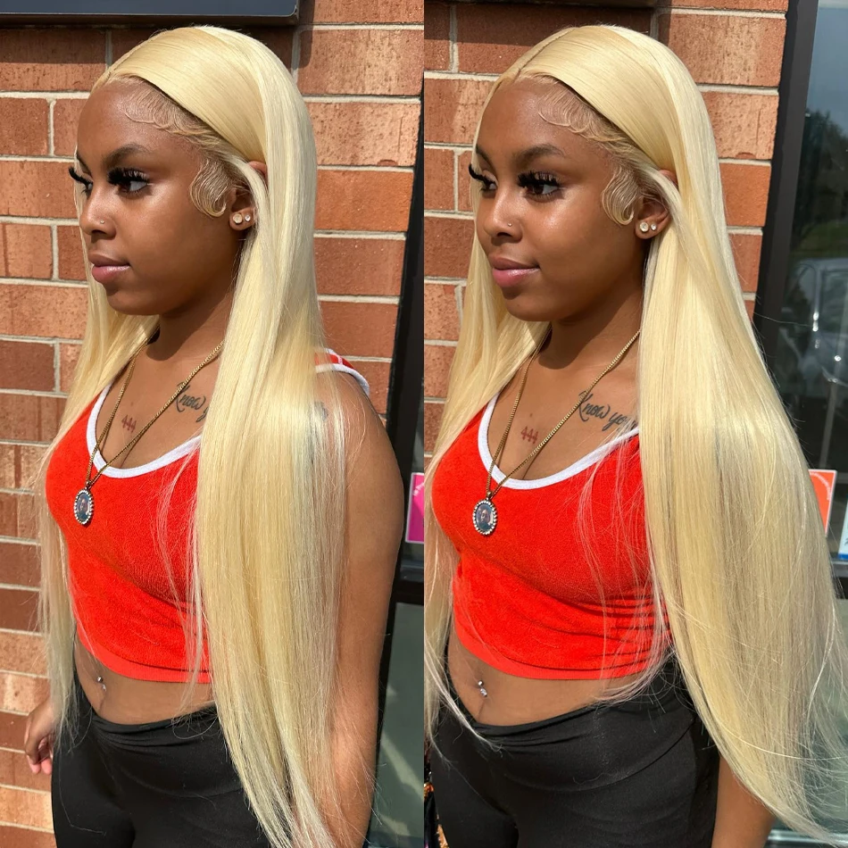 Honey Blonde Lace Front Wig para Mulheres, Bone Straight, Cabelo Humano Brasileiro, 180%, 13x4, 613, 30 ", 40", Colorido, 13x6 Lace Frontal Wigs